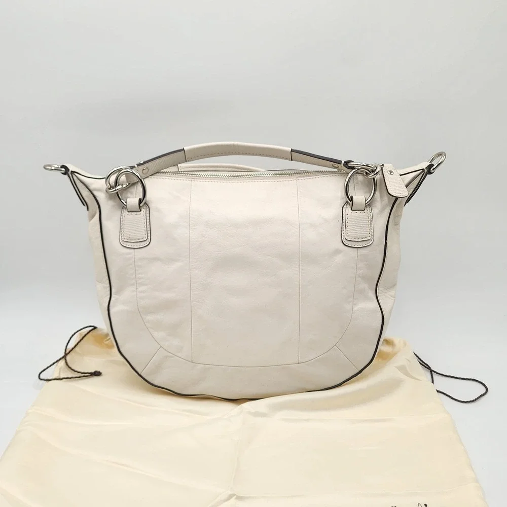 Coach Kristin Round Satchel White Nappa Leather Crossbody Strap Dustbag 19295